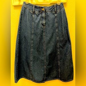 Bagatelle Vintage Skirt Women's Size 6P Denim Midi 100% Cotton Dark Wash